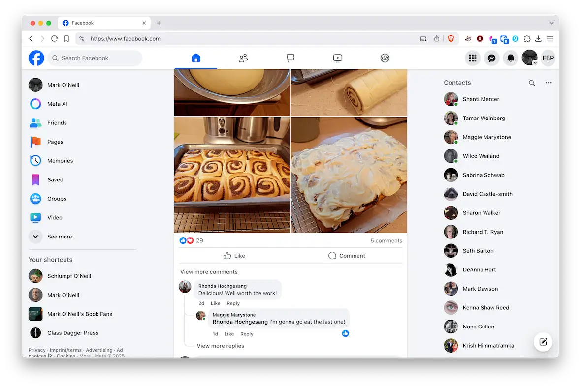 A screenshot of the Facebook feed.