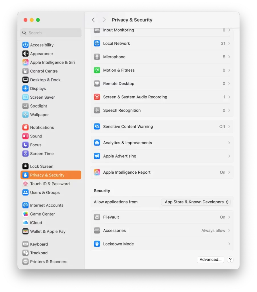 Mac system settings unauthorized apps