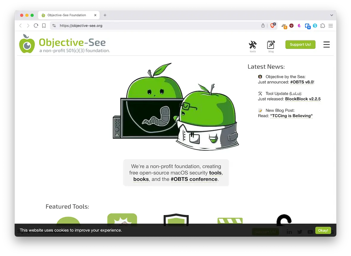 A screenshot of the Objective See website.