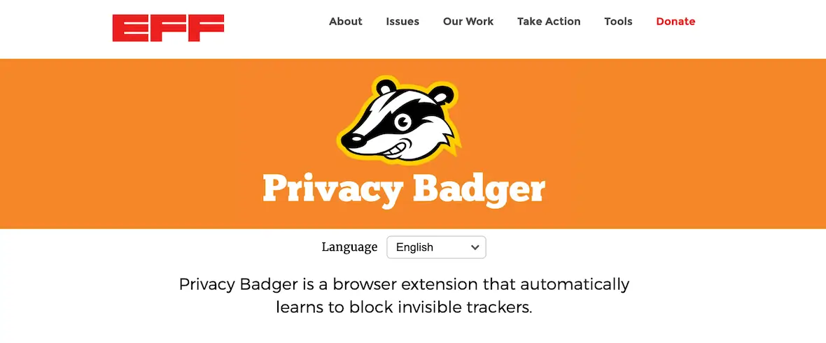 A screenshot showing the ad blocker Privacy Badger EFF.