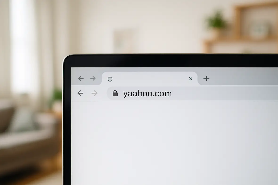 A photo showing an example of a typosquatting web address.