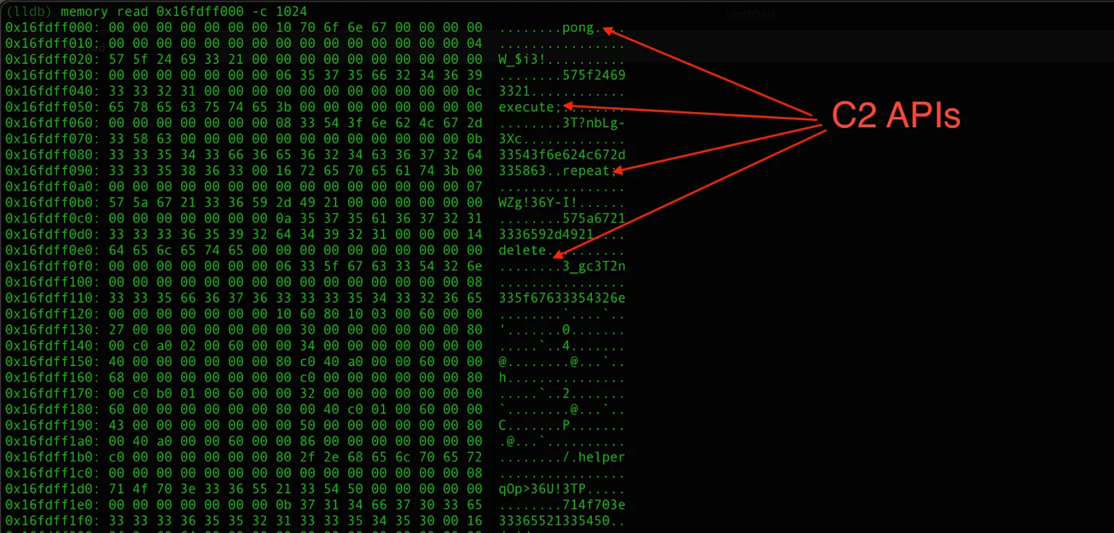 A screenshot of AMOS code with C2 APIs highlighted.