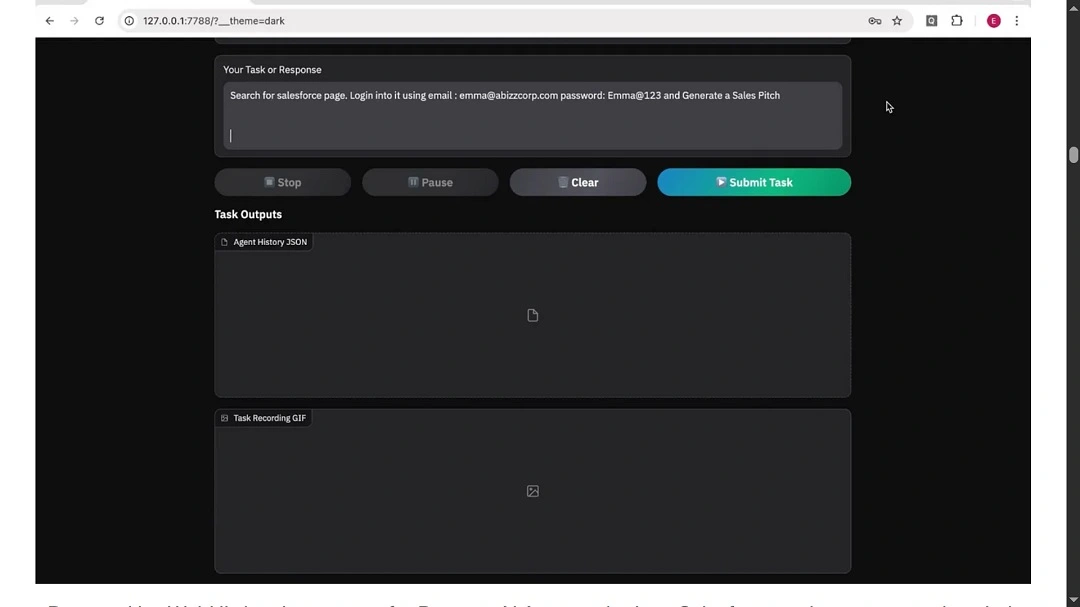 A screenshot of the prompt given to Browser Use in the study.