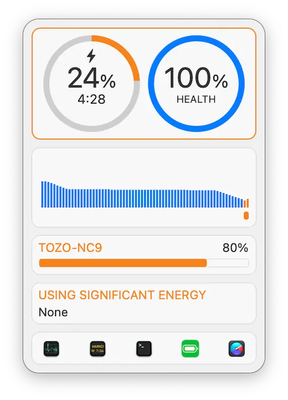 A screenshot showing the battery health page in iStat Menus.