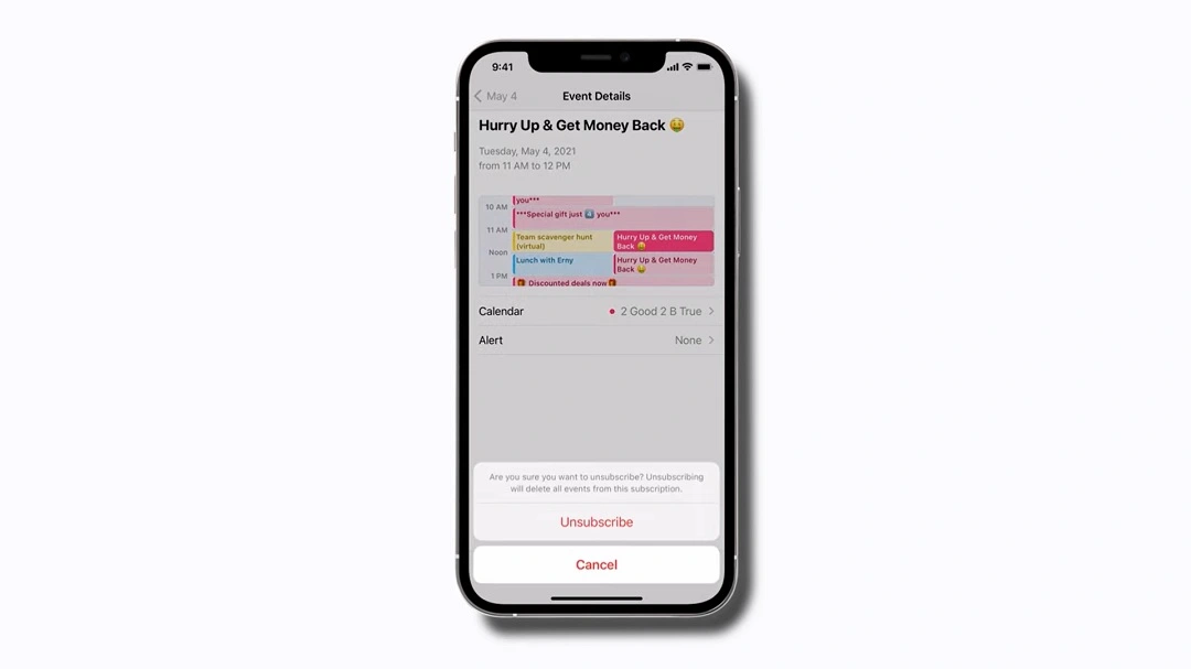 A screenshot of the Apple official YouTube video on how to stop Calendar invite spam.