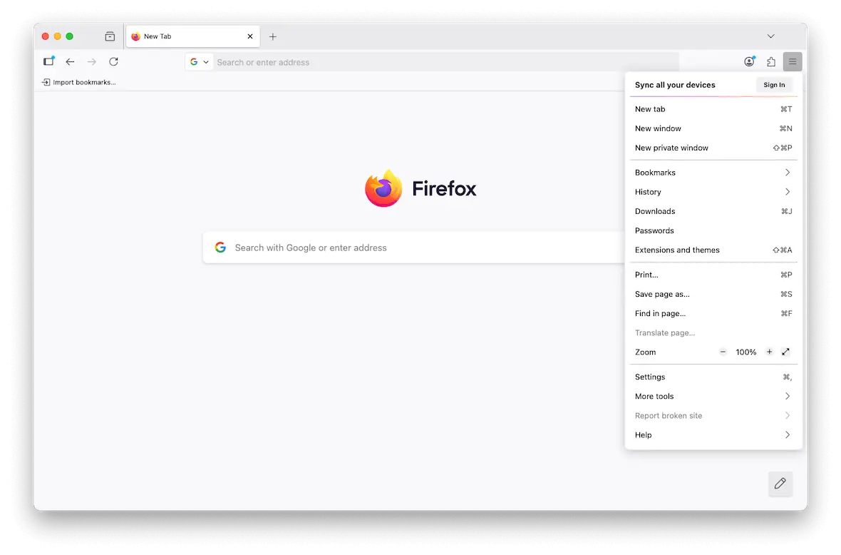 A screenshot of a Firefox window showing the Help menu.
