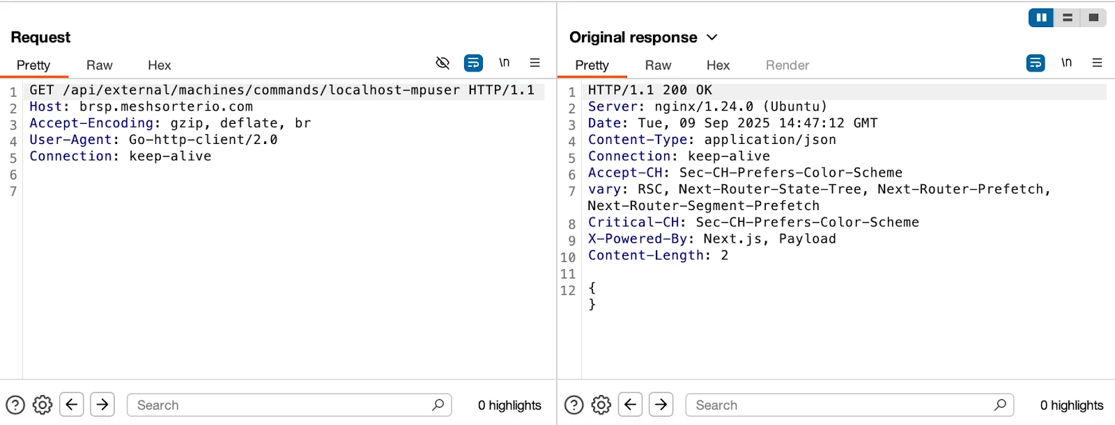 A screenshot showing the MacSync agent polling its task queue with a GET request, and the response.
