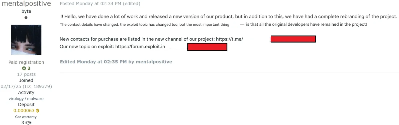 A screenshot of user mentalpositive posting to announce the rebranding of mac.c to MacSync.