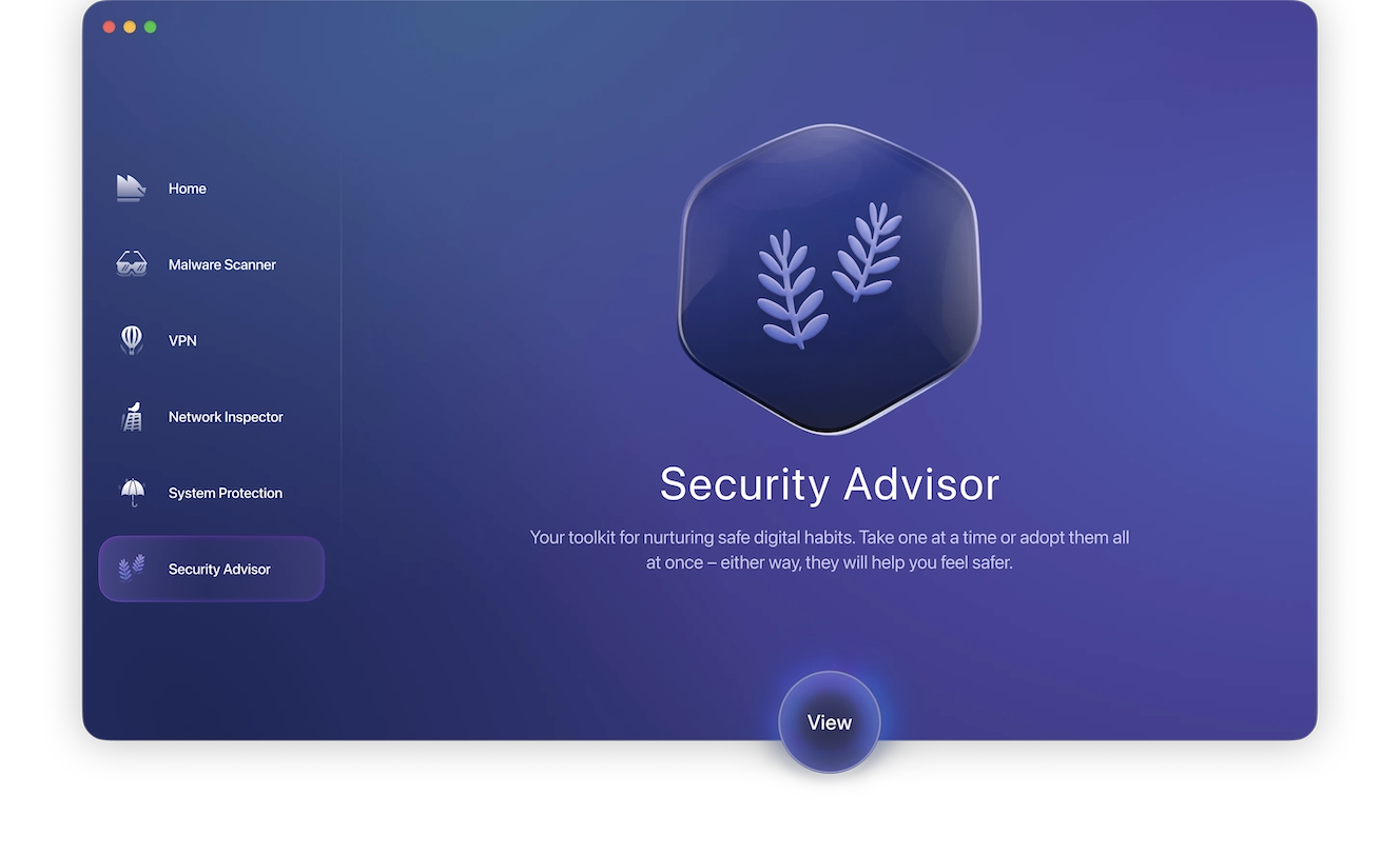 Screenshot of Moonlock, a Mac security app: The Security Advisor screen.