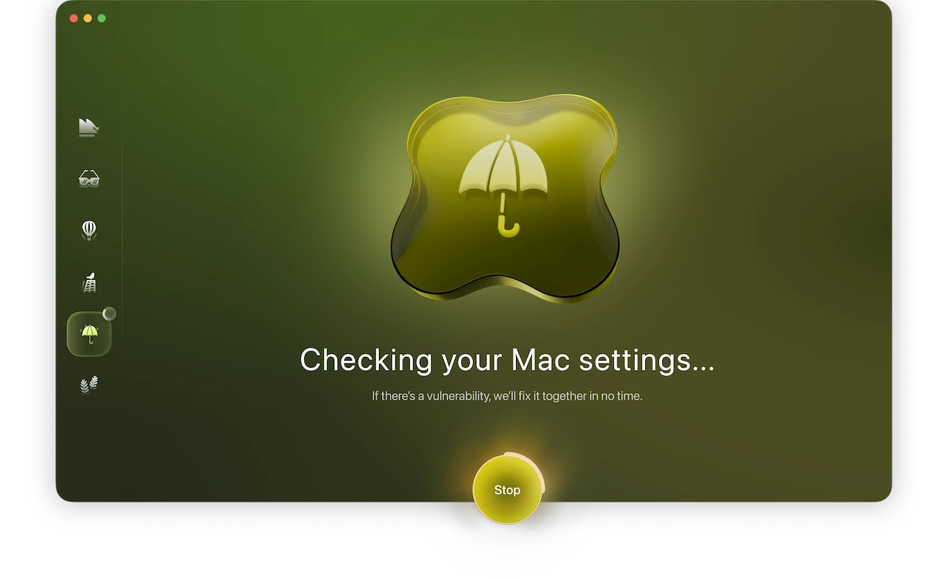 Screenshot of Moonlock, a Mac security app: The System Protection progress screen