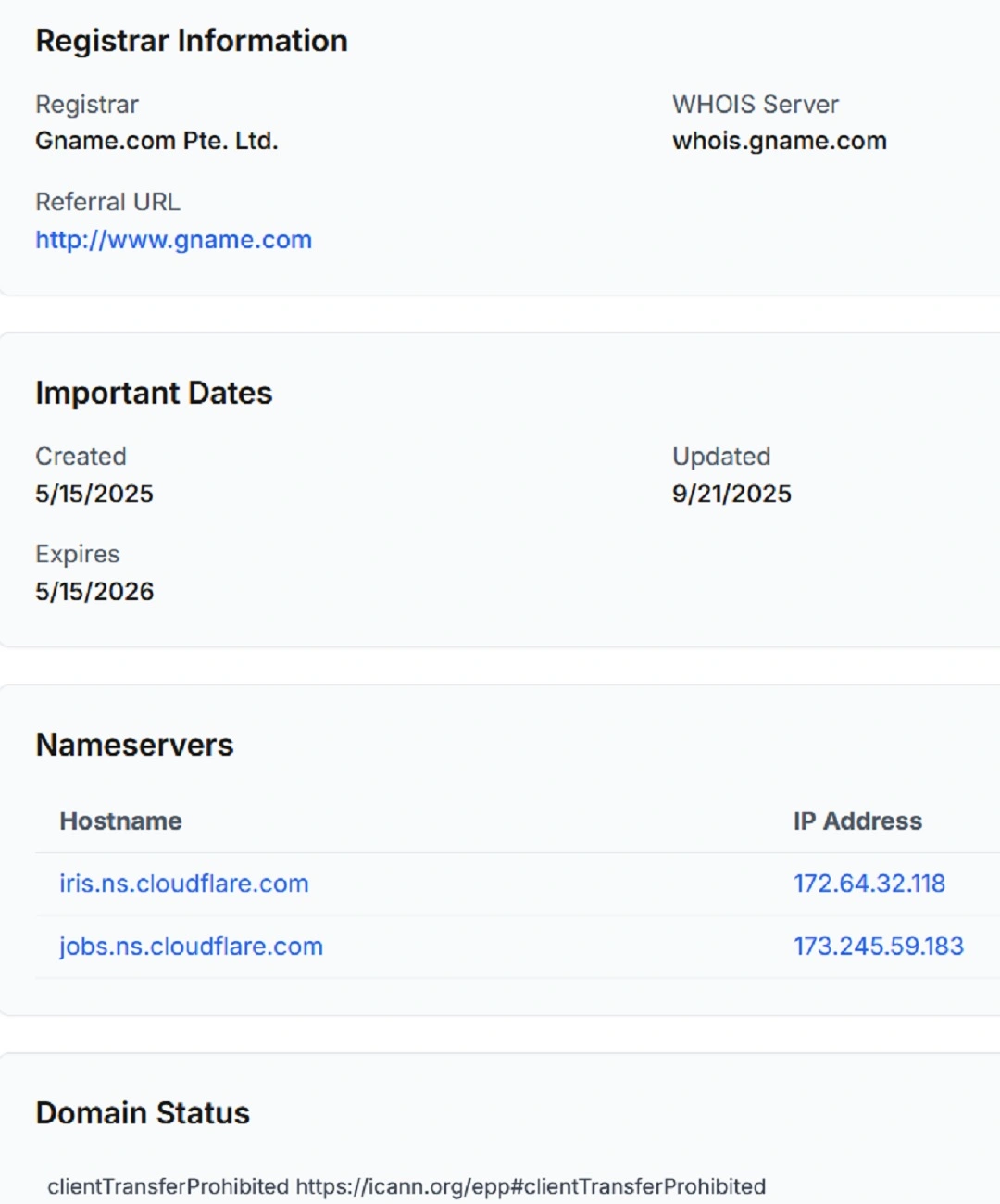 A screenshot of WHOIS data on the fake IC3 site.