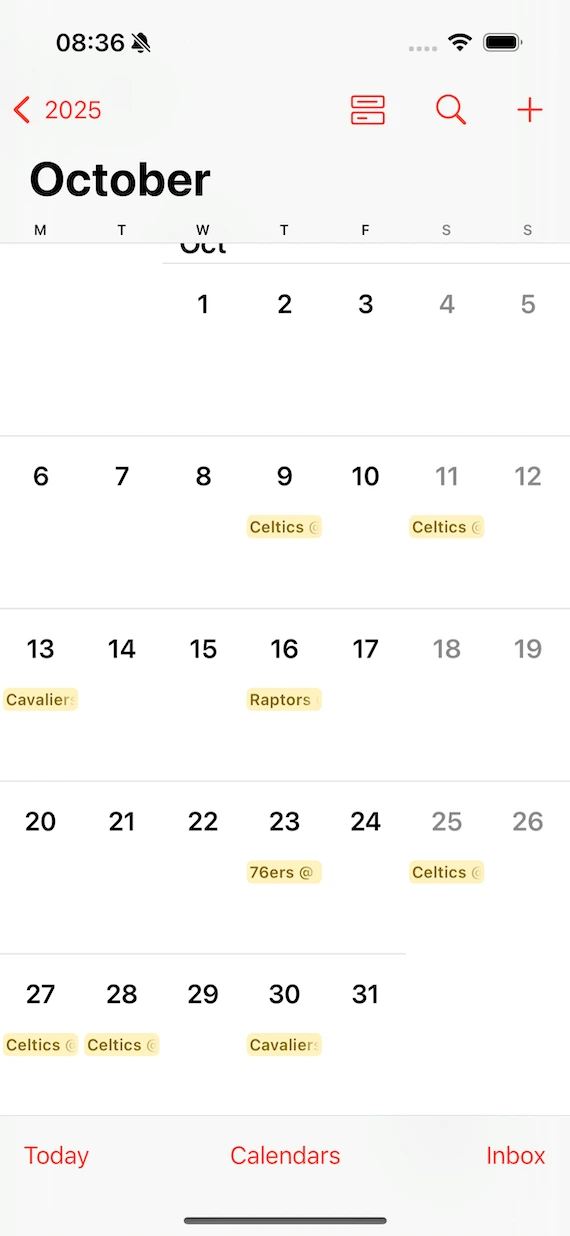 Screenshot of an iPhone Calendar app full of spam.