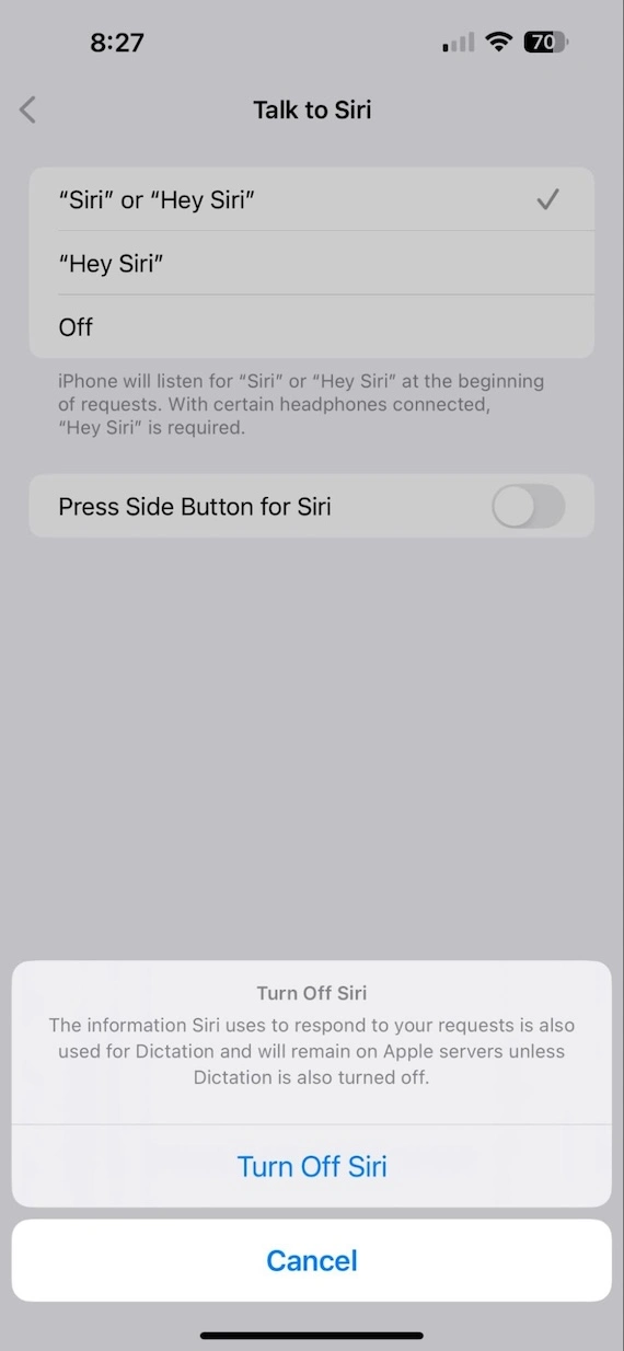 How to turn Siri off on your iPhone step 2