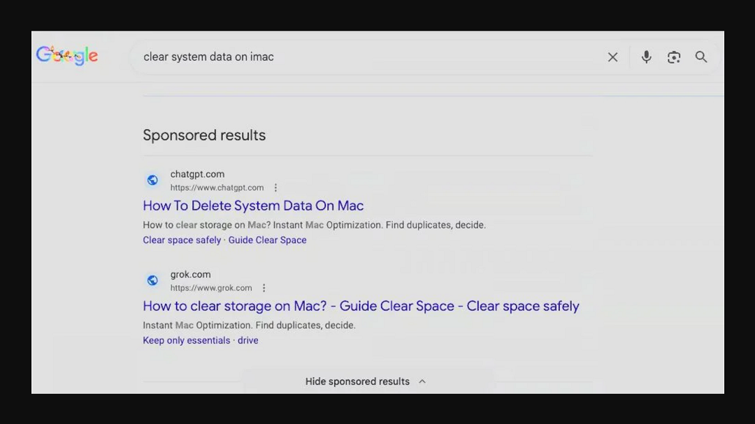 The screenshot showing how hackers abused SEO and ads, shared by Huntress.