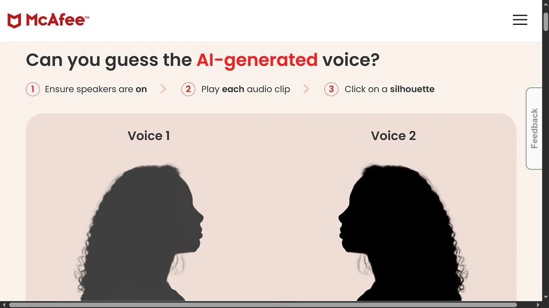 A screenshot of a McAfee's report about voice cloning.