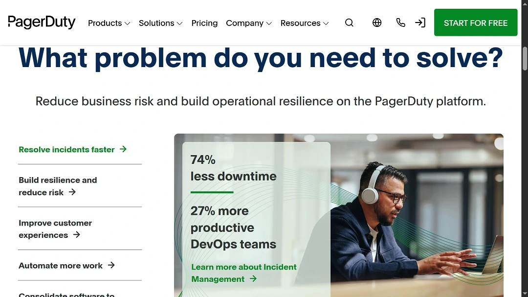 A screenshot of the PagerDuty page.