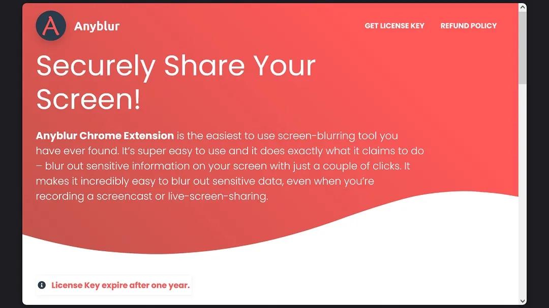 A screenshot of the Anyblur app download page.