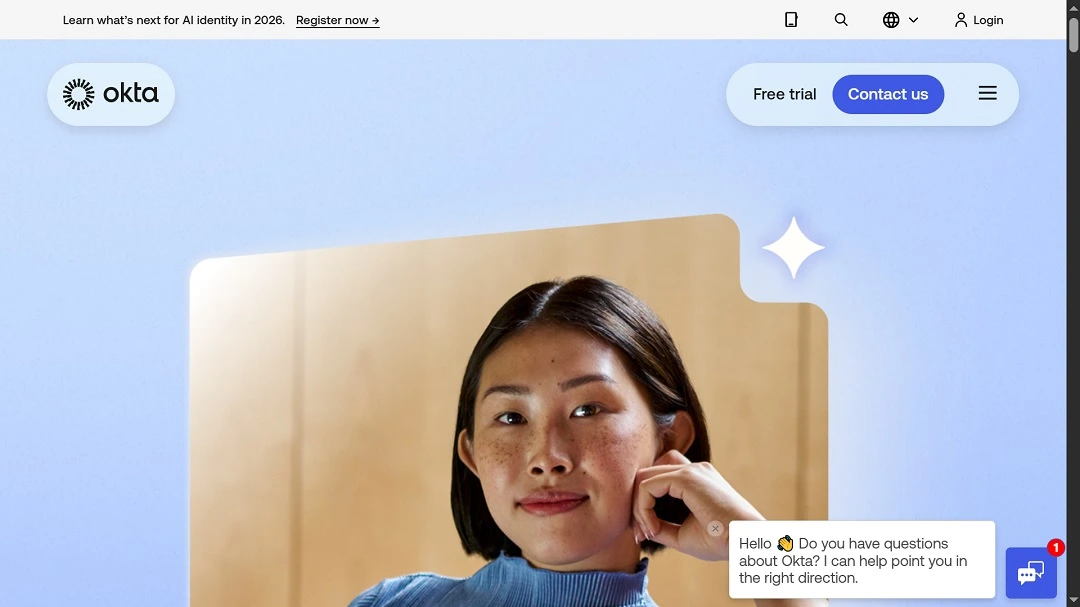 An image of the homepage of OKTA.