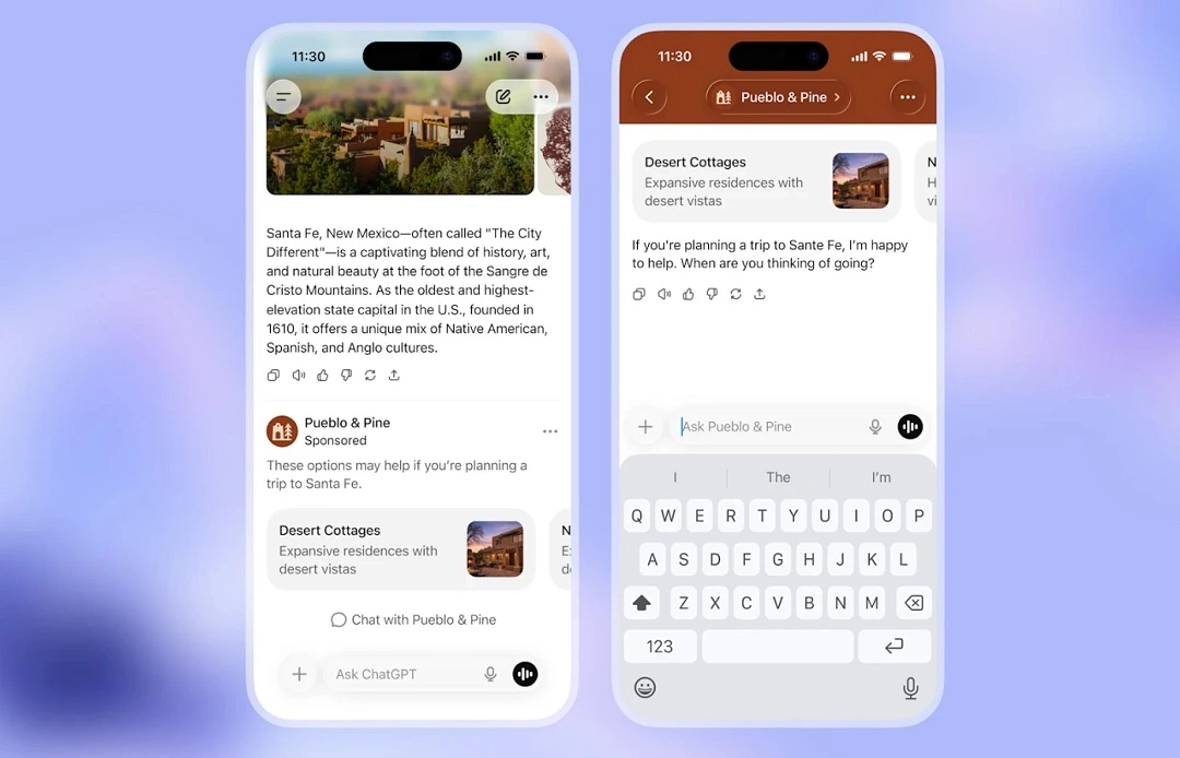 An image shared by OpenAI showing what ads would look like on ChatGPT.