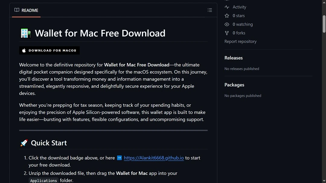 A screenshot of a Wallet for Mac "free download" screen.