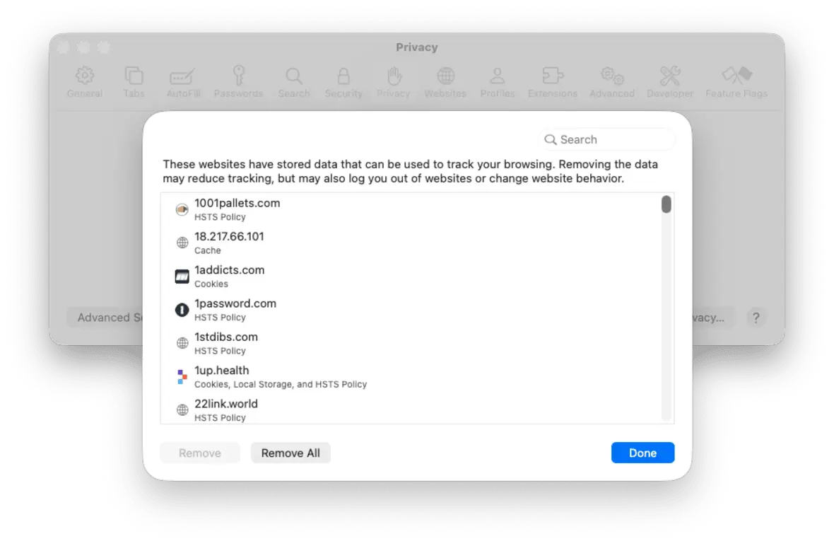 Safari Develop menu option used to clear browser cache