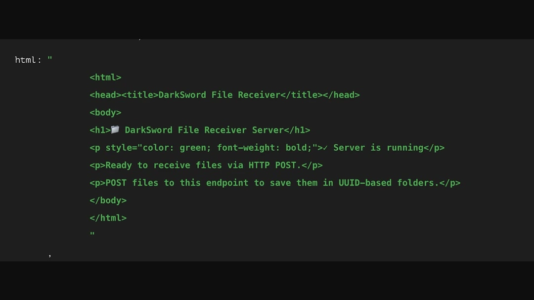 Shared by Lookout: HTML content of the DarkSword File Receiver endpoint previously located on sqwas.shapelie[.]com. This is the code hidden in iFrame that DarkSword was identified using in its campaigns.