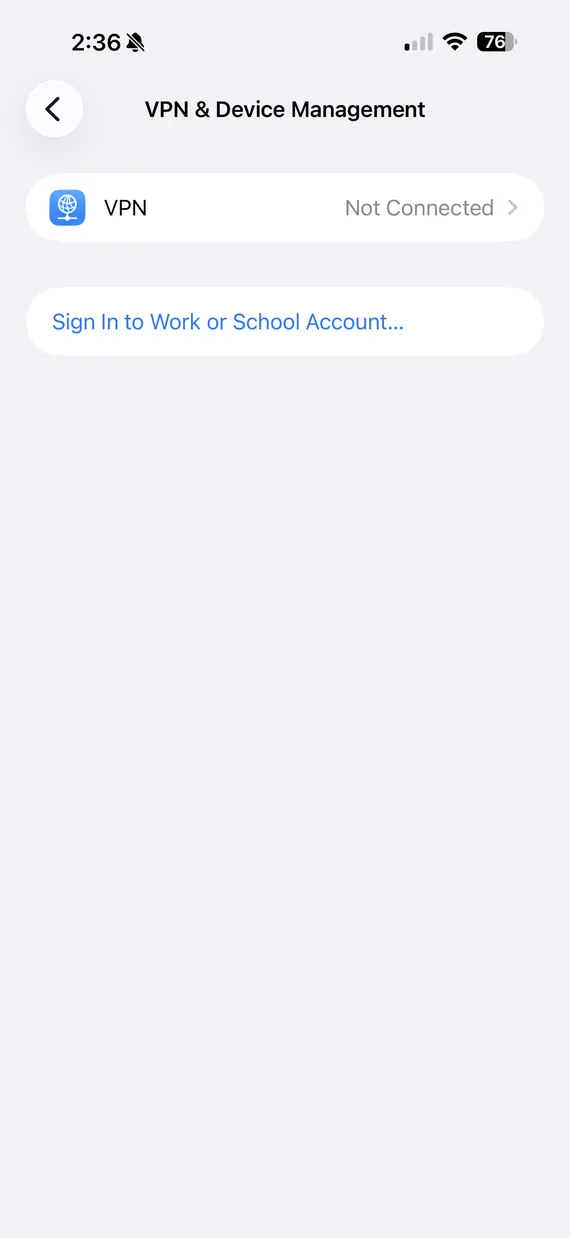VPN Device Management on iPhone
