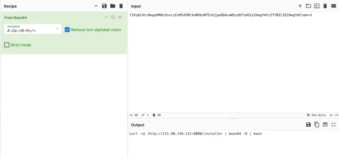 The ClickFix infection chain, as decoded in CyberChef (Source : moonlock).