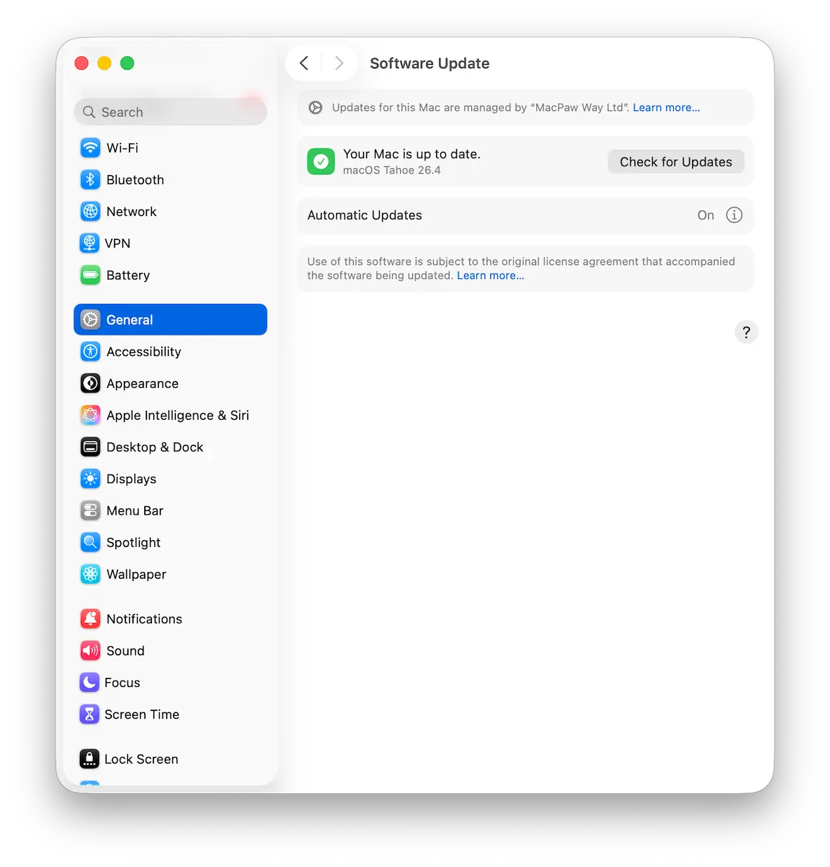 Check Mac for updates in macOS settings