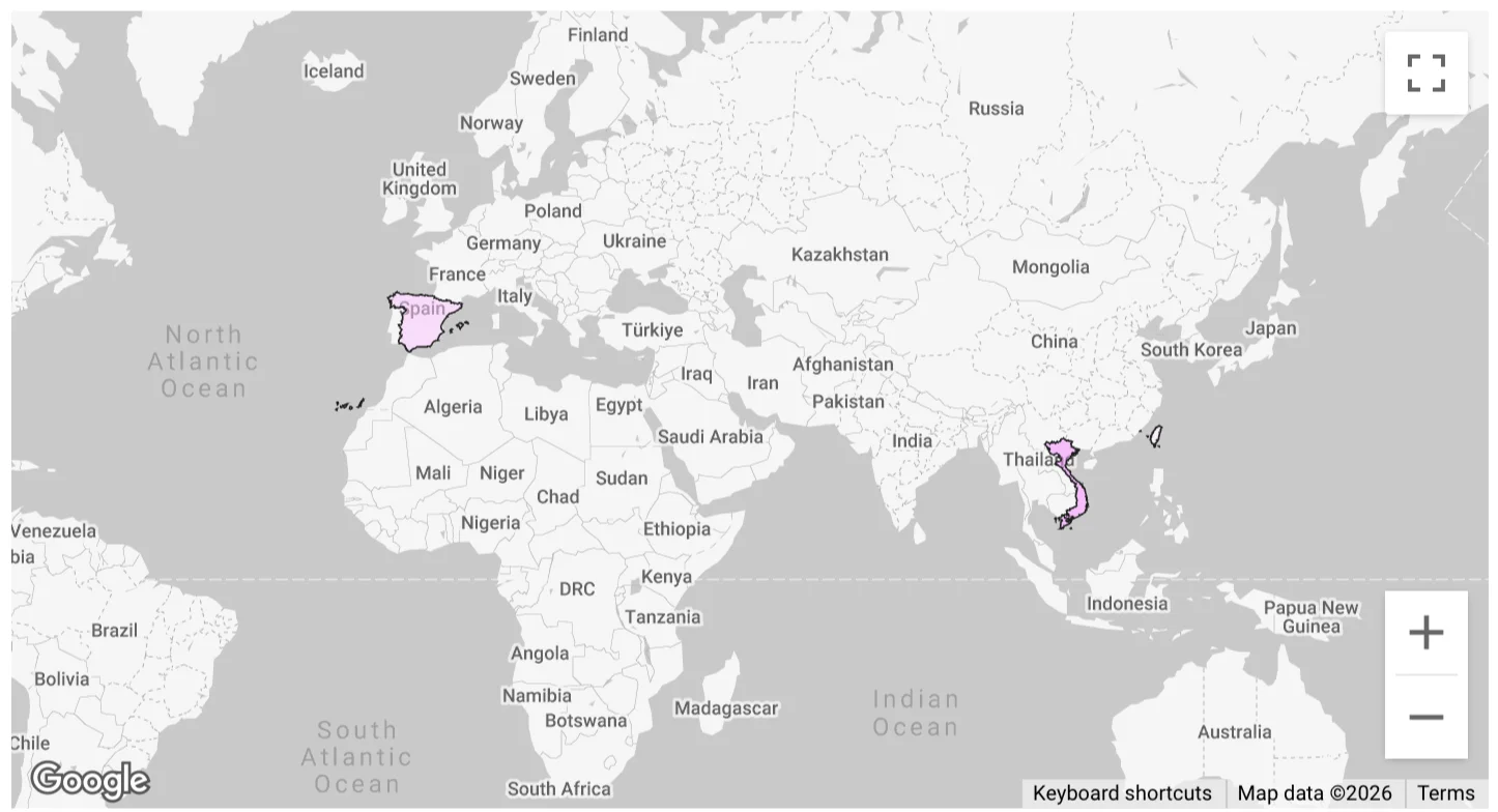 An image of a world map tracking detections of the malware campaign.