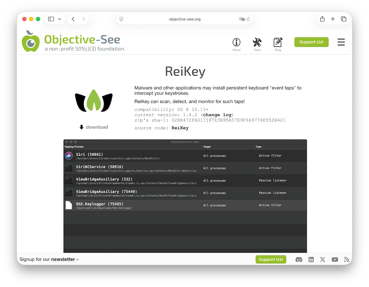 Objective-See&rsquo;s ReiKey website