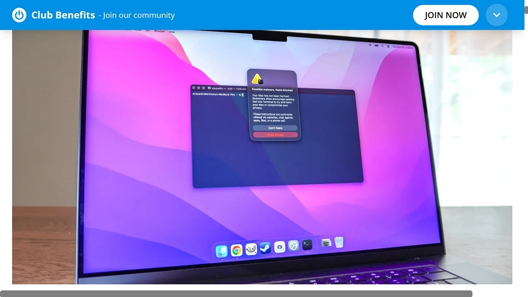 An image showing that Tom Guide managed to replicate the warning by pasting scripts it asked Gemini to generate.