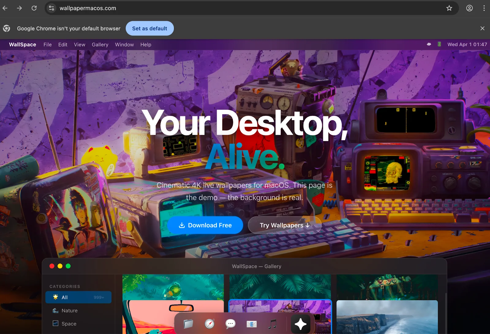 The wallpapermacos.com landing page.