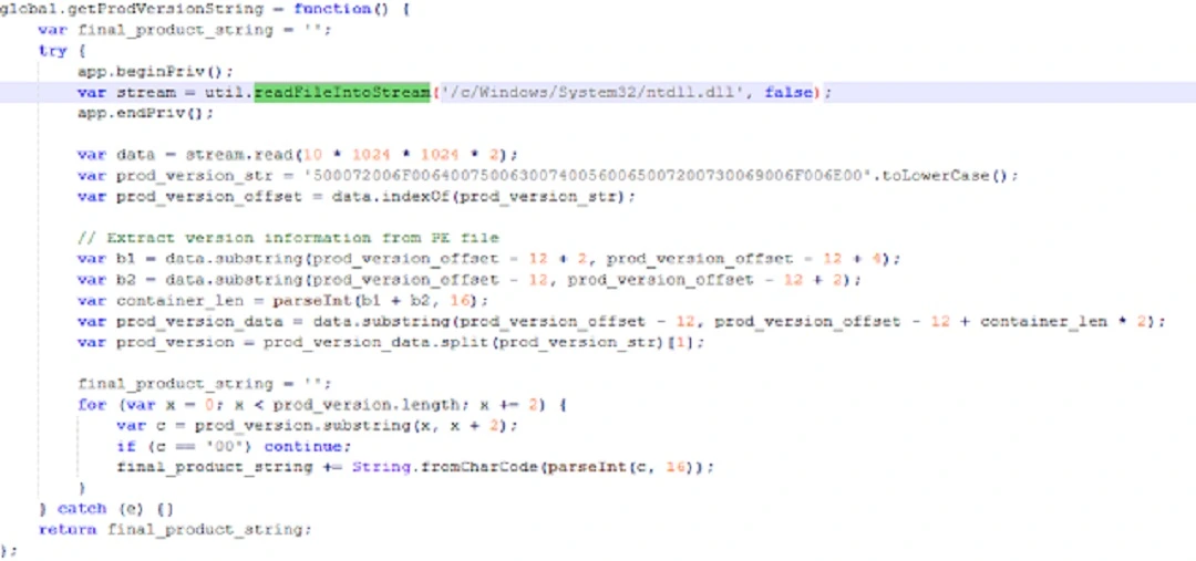 Li shared code on how the exploit used the function to read local files. The code is an approximate decoding as the exploit was heavily obfuscated.