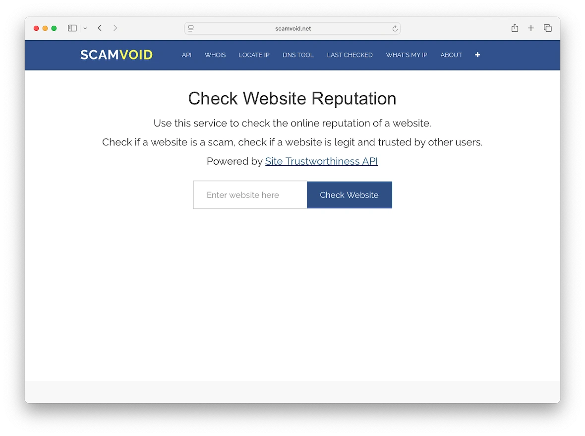 Scamvoid website screenshot