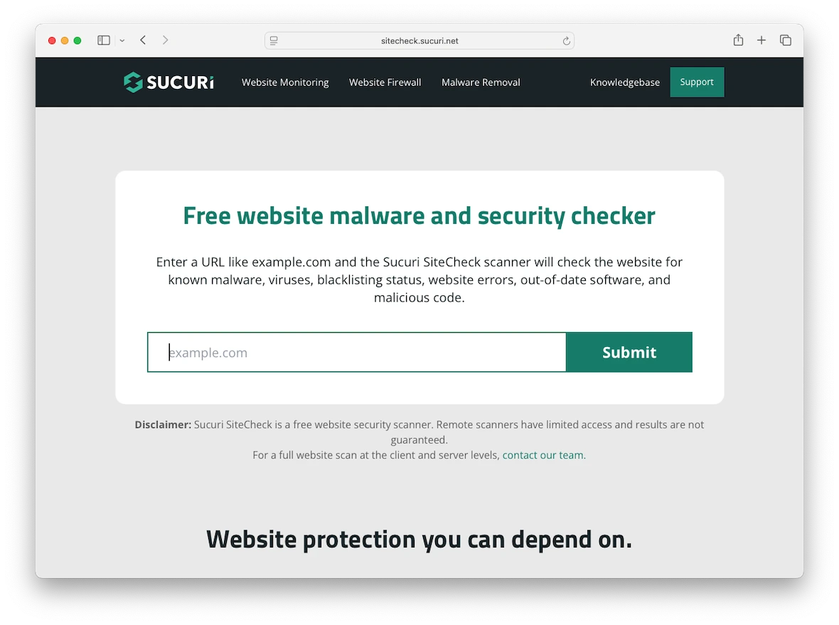 Sucuri-SiteCheck screenshot