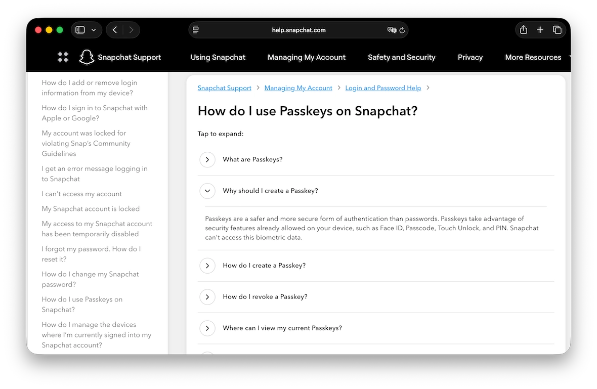 How to set up a Snapchat passkey