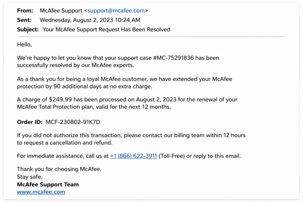 McAfee Tech Support Scam