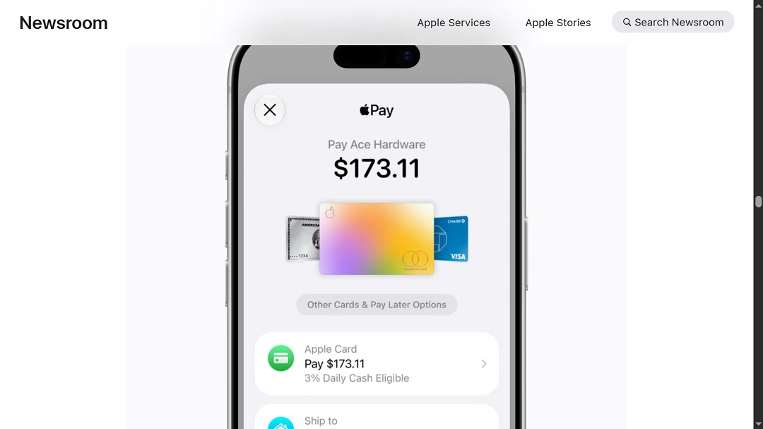 Screenshot shared by Apple for the new Apple Pay.