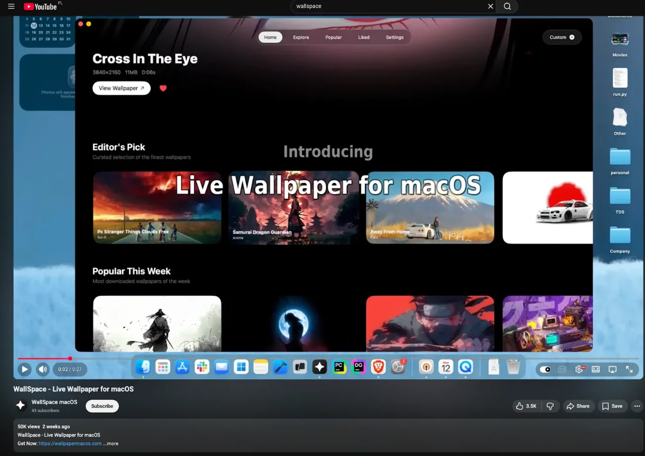 A screenshot of a fake Mac wallpaper app used to distribute malware.