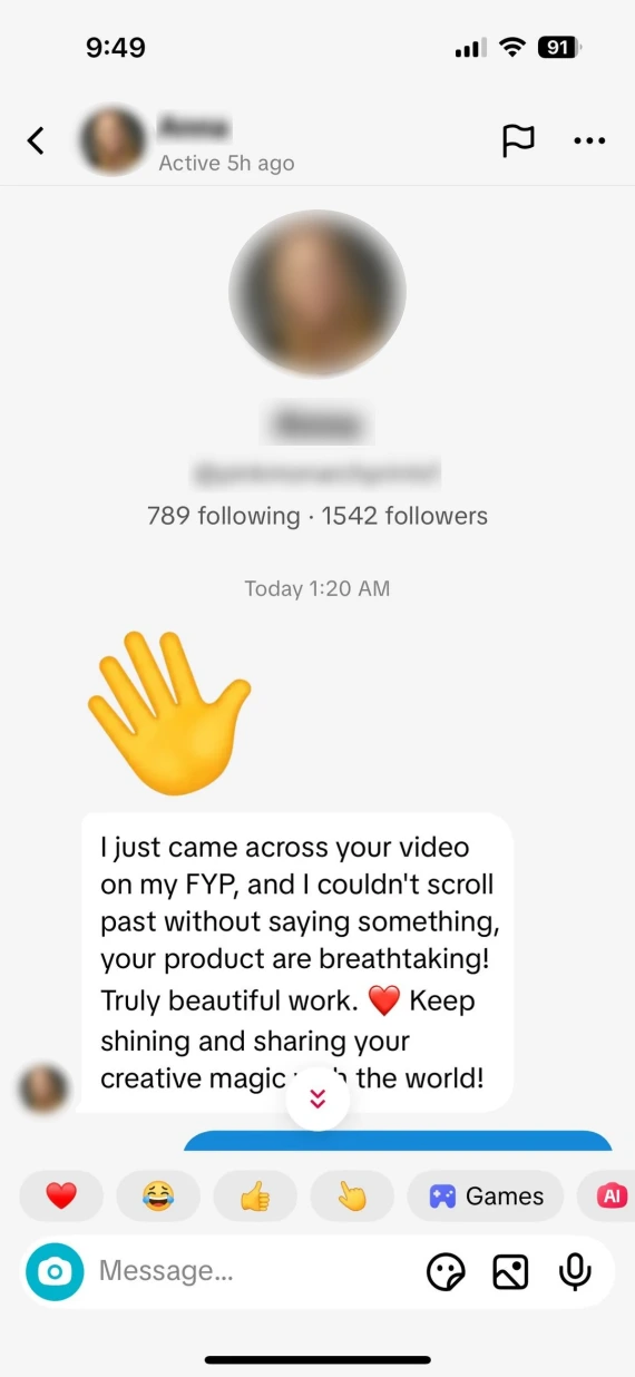 TikTok Shop and Etsy scam via DMs.