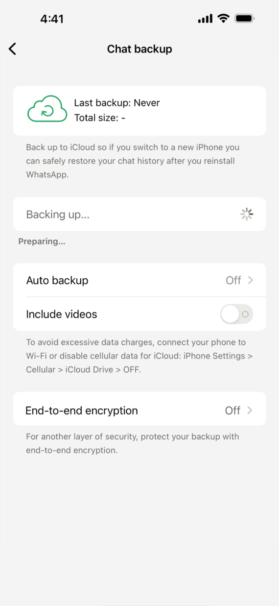 WhatsApp backup encryption