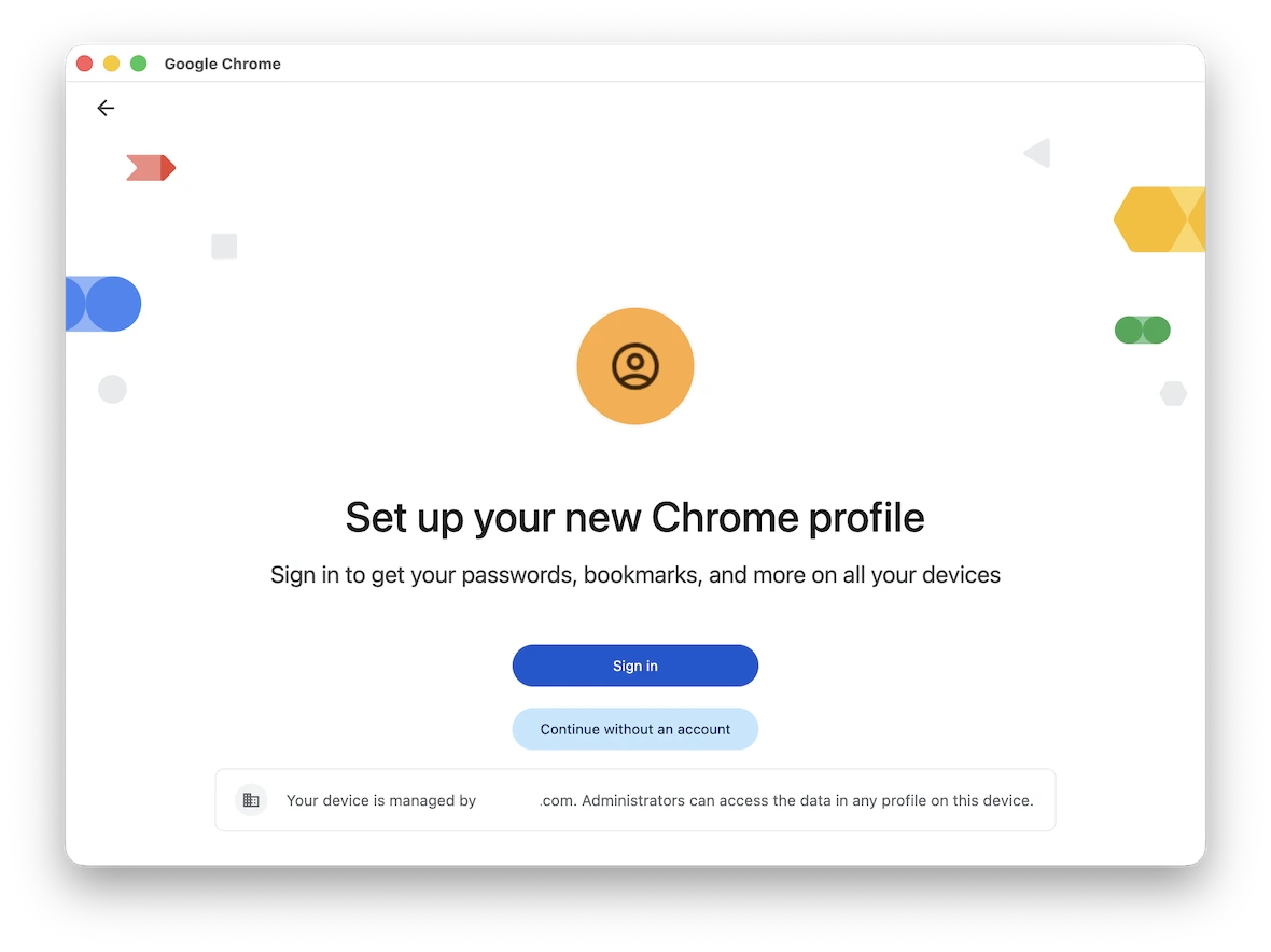 Chrome managed by your organization